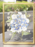 Blue & White Bouquet Pressed flower frame, floating frame, Birthday gift, Home decor, birthday gift, gift for her, mother's day gift house warming flower