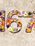 HOUSE NUMBER 25cm - Colourful Flowers from the Garden, street number, holiday house, external wall art, post box, address, house warming house warming flower