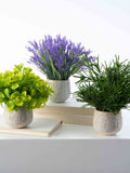 Herbs de Provence - French Lavender, Mint, & Rosemary Faux Plant Arrangement in Concrete Pot faux plants
