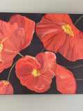 Original Red Poppies Oil Painting Ð Handmade Floral Artwork, 36x24 Love Romance Flower