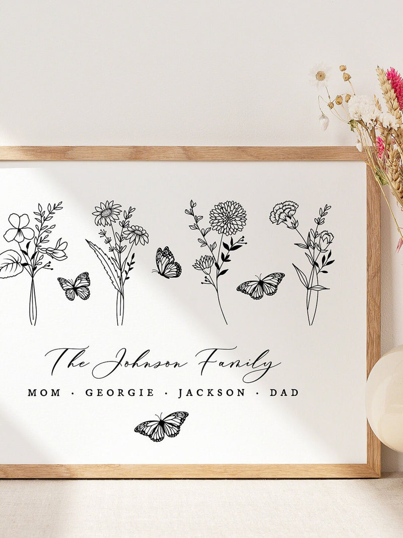 Custom Family Birth Flowers Art Print | Personalized Birth Month Flower Wall Art | Personalized Gifts For Mom | Mothers Day Gift | Mom Gift birthday flower