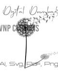 Dandelion Spores SVG, Minimalist Boho Wall Art (Digital Download) flower spore