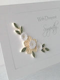 Handmade  card, deepest sympathy, paper quilling flowers sympathy flower