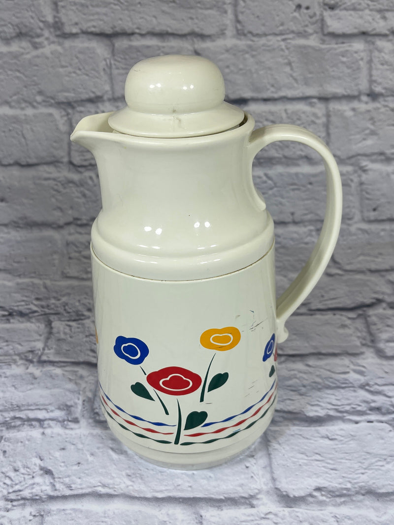Vintage Phoenix insulated coffee carafe with colourful flower graphic flower spore