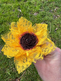 Lace Sunflowers with Stems, Lace Flower Bouquet, Lace Flowers, Lace Sunflower, 13th Wedding Anniversary Gift, Lace Gift for Her, Thirteenth ANNIVERSARY