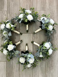 Rose & greenery bridesmaid bouquets with premium white roses, greenery bridal bouquet, sage eucalyptus wedding bouquet, wedding flowers wedding flower