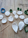 Hellebore flower silicone veiner/mould and plastic cutter set flower spore