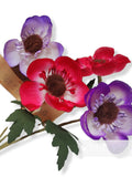 Vintage German 1950/60's 'Adonis' Anemone Silk Flower Stem For Millinery & Hat Making - Pink and Purple Mix silk flower
