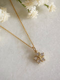 Clear CZ Gold Flower Necklace: Floral Bridal Jewellery FLOWER DELIVERY