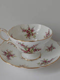 Hammersley & Co Heather Sprayed Pedestal Teacup and Saucer flower spore