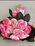 Crocheted Pink Rose Bouquet, Yarn Flowers, Eternal Gift Box, Mother's Day Special Bouquet