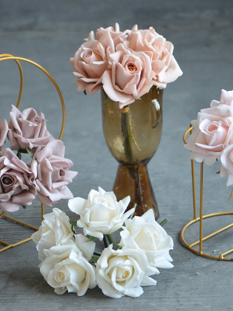 5 Stems Mulit Colors Real Touch Rose Bouquet, Artificial DIY Florals | Wedding/Home/Kitchen Decoration | Gifts, DIY Bouquets/Centerpiece wedding flower