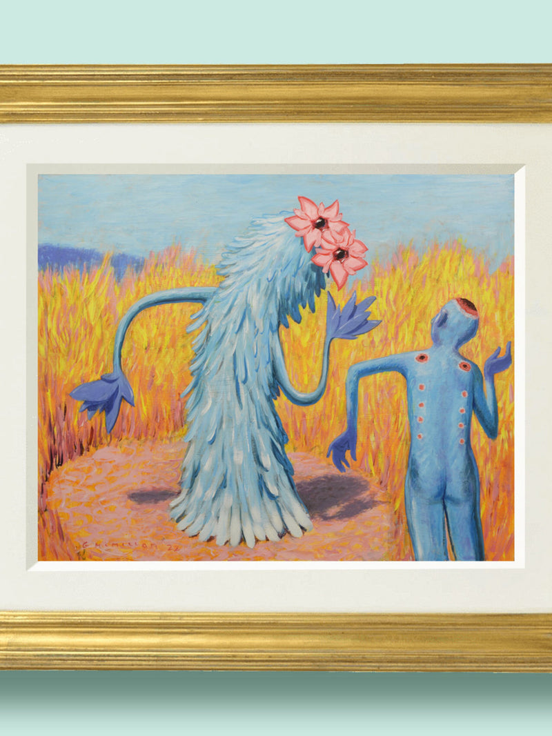 Floribb - Surreal Sci-Fi Art Print - Person and Plant Dance Together flower spore