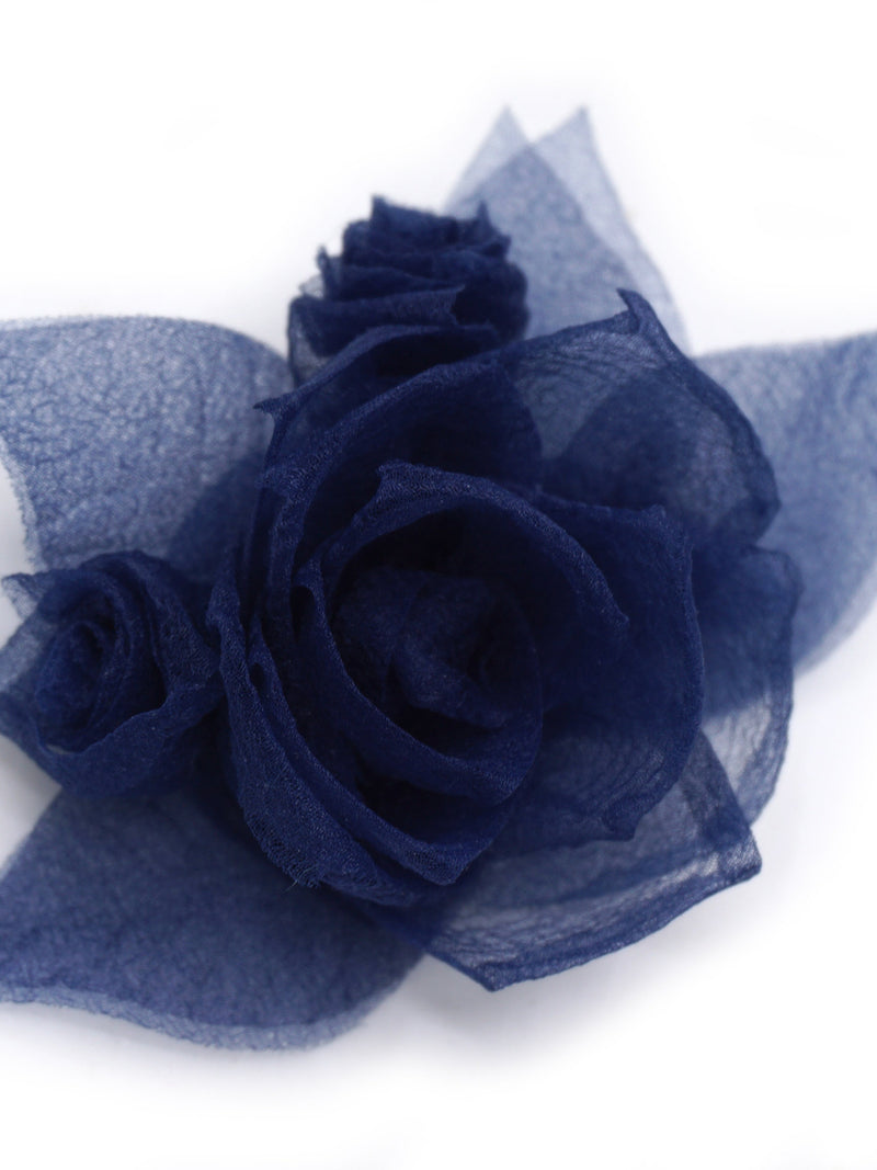 Chiffon flower brooch. 2 colors (navy blue, black). silk flower