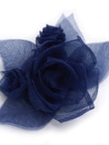 Chiffon flower brooch. 2 colors (navy blue, black). silk flower