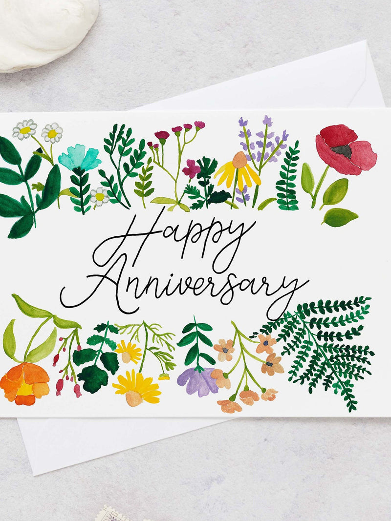Happy Anniversary Greeting Card - Floral Happy Anniversary Card, Handmade Watercolour Card, Watercolour Florals, Cute Anniversary Card ANNIVERSARY