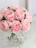 10 stems Artificial Silk Pink Rose Fake White Rose Faux Blue Peony Flower Arrangement Home Decor Centerpiece Wedding Bouquet silk flower