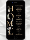 Housewarming Invitation, Black and Gold Floral New Home Party Invite, Editable Housewarming Invite,Electronic Digital House Warming Invite house warming flower