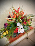 Heliconia and Coral Fan Faux Floral Centerpiece, Tropical Arrangement (32x15x17) silk flower
