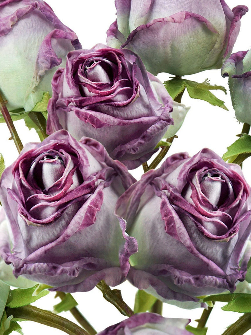 FiveSeasonStuff Dusty Purple Dried Look Real Touch Silk Roses Artificial Flowers silk flower