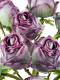 FiveSeasonStuff Dusty Purple Dried Look Real Touch Silk Roses Artificial Flowers silk flower