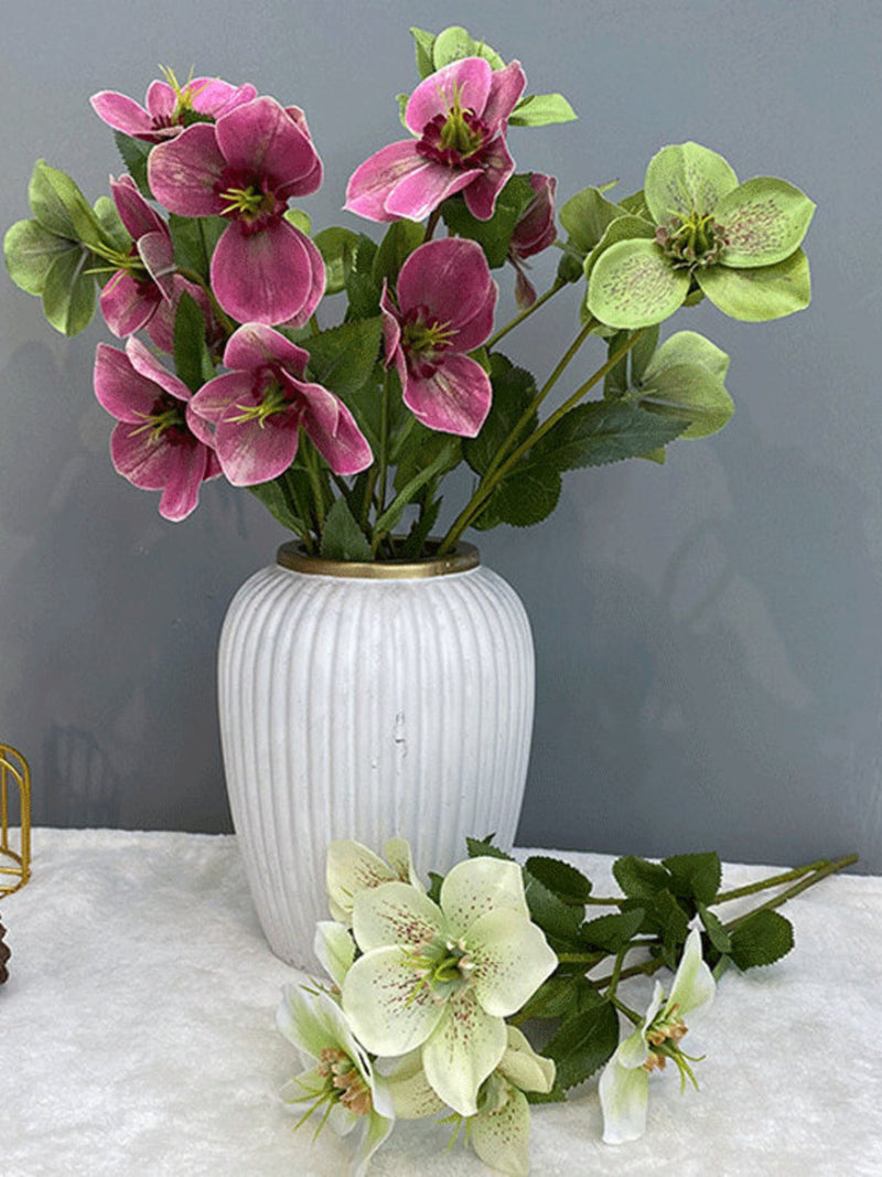 Artificial Hellebore Stem with Foliage, Realistic Lenten Rose, Living Room Flower Decor, Bridal Bouquet, Wedding Party Floral Arrangement flower spore