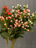 Artificial Hypericum Spray, Fake St. John's Wort Flower Stem, Realistic Berry with Foliage, Living Room Floral Decor, Bridal Bouquet Filler flower spore