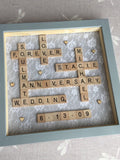 Thirteenth Anniversary Lace Gift Personalised Scrabble Frame by Little Jenny Wren ANNIVERSARY