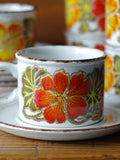 Midwinter Stonehenge Nasturtium Cup and Saucer Set: Orange Floral Coffee Cups Set of 2 flower spore
