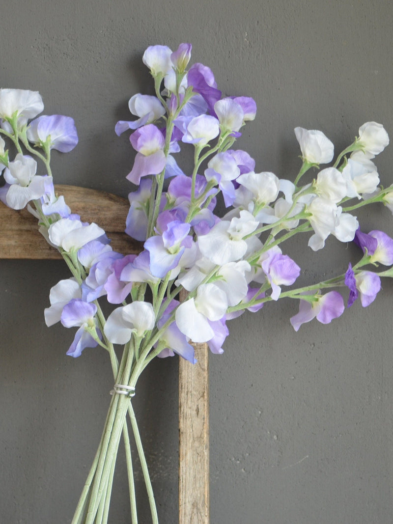 Faux Sweet Pea Stem, Purple & White, DIY Floral Arrangement, Artificial Flower faux plants