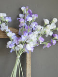 Faux Sweet Pea Stem, Purple & White, DIY Floral Arrangement, Artificial Flower faux plants