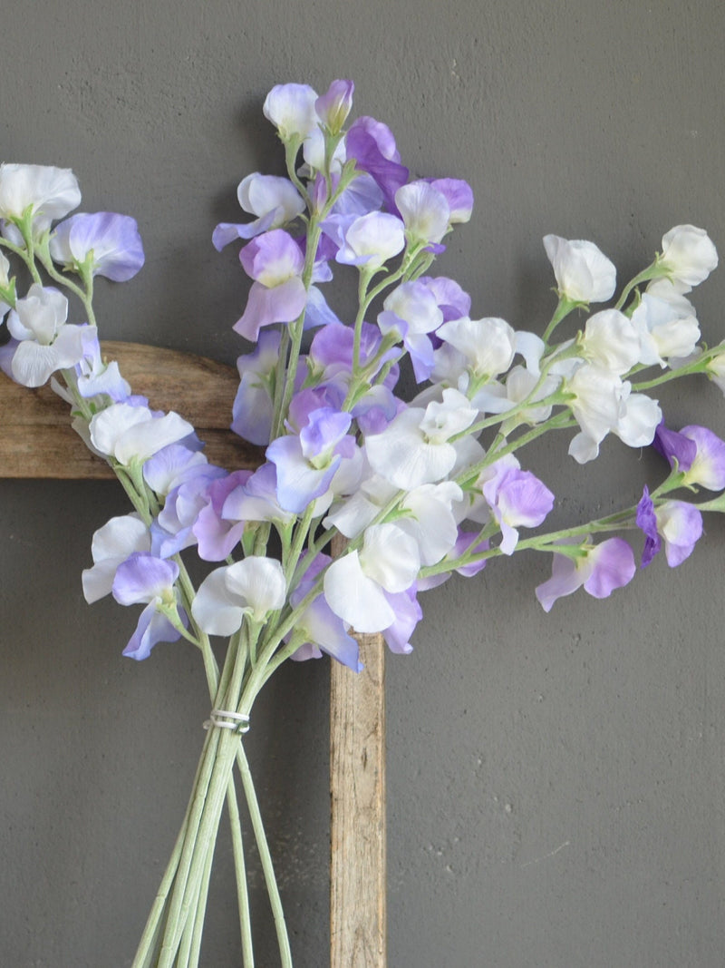 Faux Sweet Pea Stem, Purple & White, DIY Floral Arrangement, Artificial Flower ANNIVERSARY