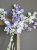 Faux Sweet Pea Stem, Purple & White, DIY Floral Arrangement, Artificial Flower ANNIVERSARY
