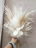 Pampas Grass bouquet & White Dried Flower bouquet, Eternal Rose, Boho wedding bouquet,natural wedding flowers,Bridal bouquet Bouquet