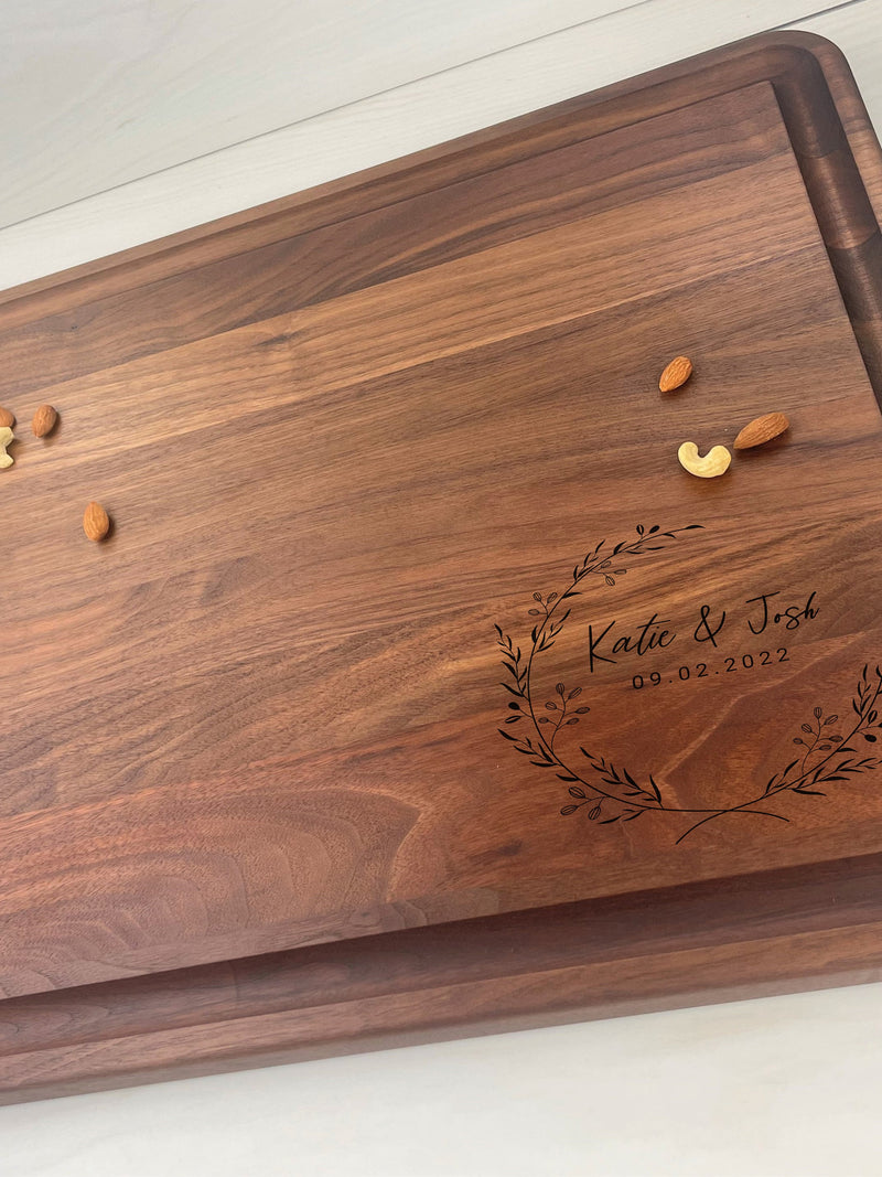 Personalized Butcher Block Cutting Board, Engraved Butcher Block, Wedding Gift, Engagement Gift, Anniversary Gift, House Warming Gift, 080 house warming flower