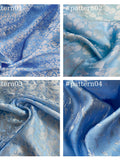 PURE MULBERRY SILK fabric by the yard - Blue silk with floral pattern - Handmade silk fabric - Fabric silk - Dress making - Gift for women silk flower