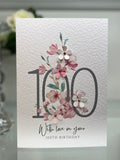 100th Birthday Card, 100th Card, Happy 100th Birthday Card, Luxury 100th Card, Special Keepsake 100th, 3D Flowers, Pink Cherry Blossom Card birthday flower