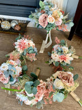 Neutral Fall Wedding Flower Package: Bridal & Bridesmaid Bouquets, Arch Decor wedding flower