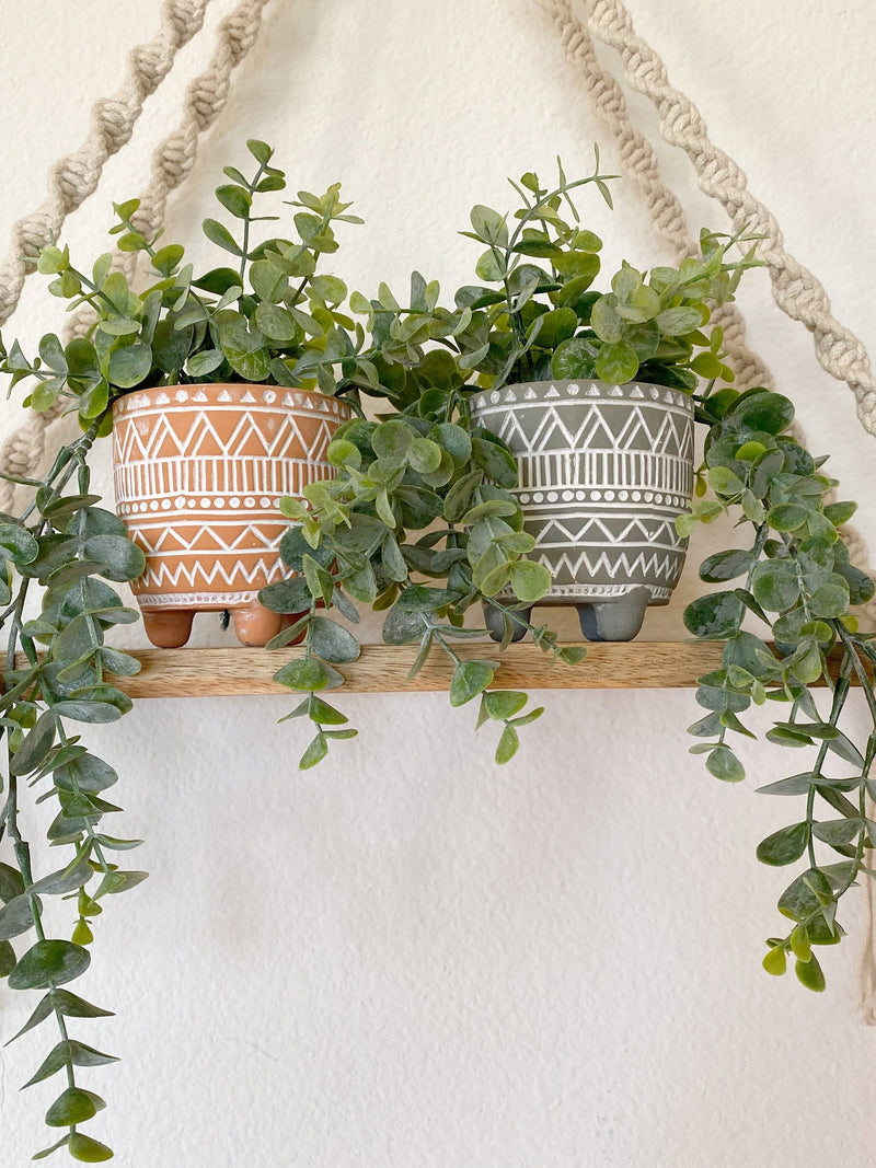 Artificial Eucalyptus Hanging Plant in textured Ceramic Pot - Faux Eucalyptus - Floating Shelve, Boho Decor Fake Plants faux plants