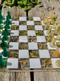 Resin Flower Chess Board Set: Handmade Botanical Chess Decor house warming flower