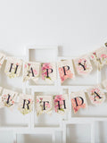 Floral Happy Birthday Banner: Pink Wildflower Party Decor birthday flower