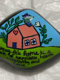 Home Rock / Unique Rock / House / Gift for Her / New Home Gift / Cherished / Family / Love / Flowers / Colorful house warming flower