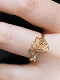 18K Gold Custom Personalized Birth Flower Month Ring birthday flower