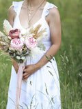 Blush Pink Peony Bridal Bouquet, Boho Wedding Flowers Bouquet