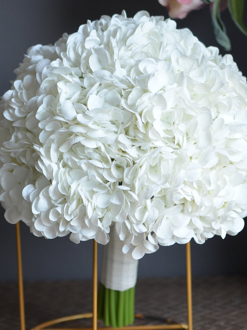 Faux Cream White Hydrangea Wedding Bouquet, Real Touch Hydrangeas, Artificial Flowers Bridal Bouquet, Handmade Home Decor, White Boutonniere wedding flower