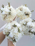 White Rose Bride Flower Bouquet Wedding Bridesmaid Posy Hydrangea Greenery FlowerGirl Classic Modern Premium Preserved Dried Bouquet