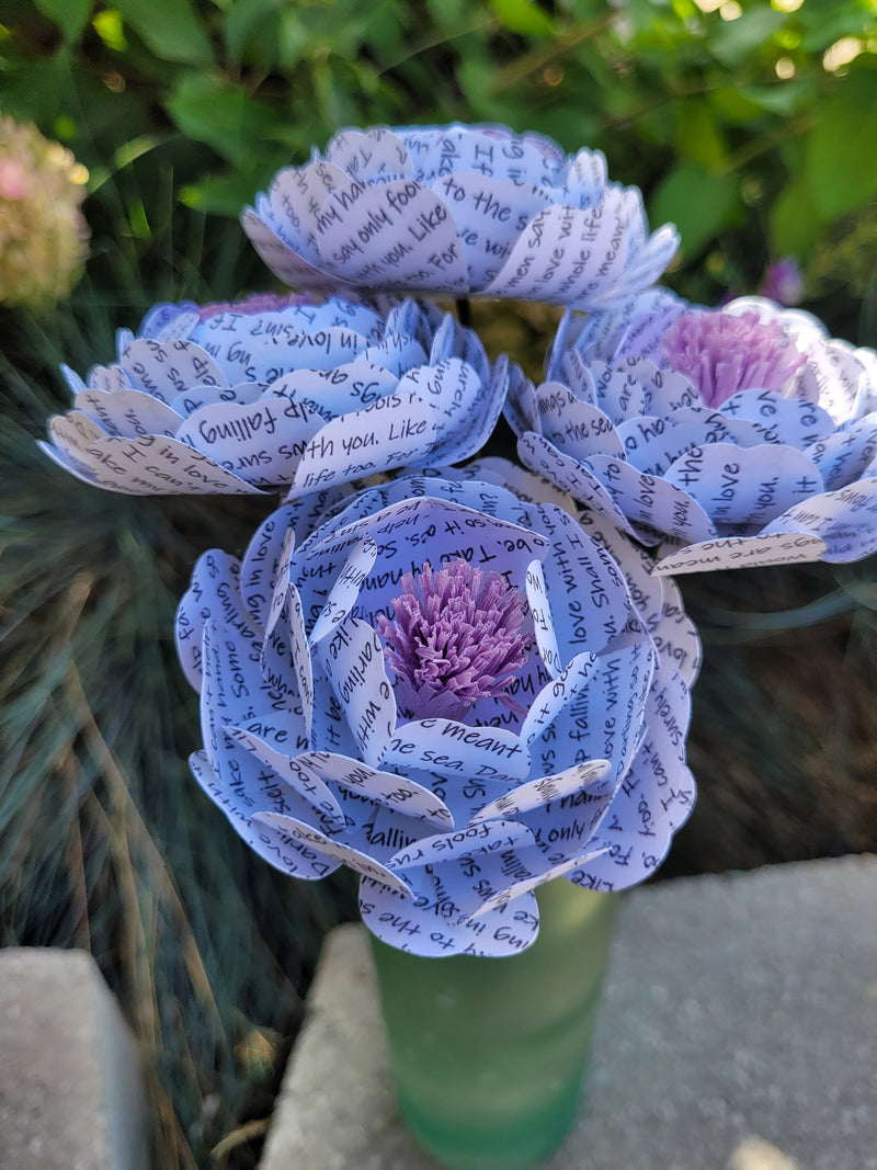 Custom Song Lyric Peonies. CHOOSE YOUR SONG! Or Vows. First Anniversary, Gift For Mom, Birthday, Mother's Day. Gift For Her ANNIVERSARY