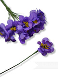Mini Silk 'Aniya' Blossom Wired Flowers - 12 stems for Millinery and Hat Trimming - Purple silk flower
