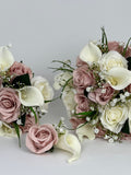 Artificial wedding bouquets flowers sets ivory with blush pink and gypsophila wedding flower
