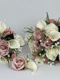 Artificial wedding bouquets flowers sets ivory with blush pink and gypsophila Bouquet